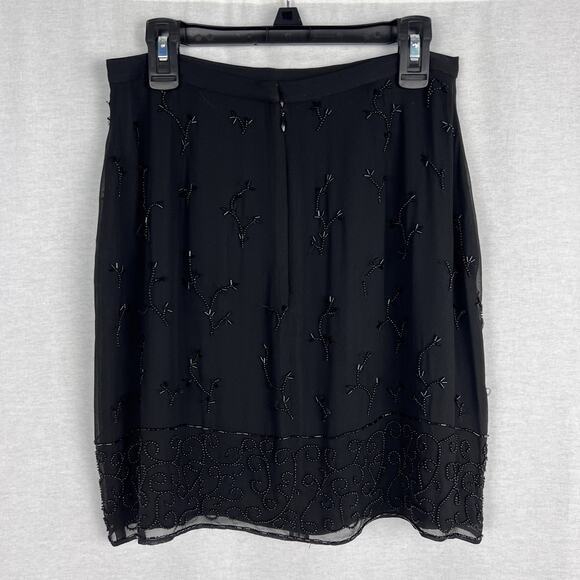 Vintage INC Skirt Black Beaded Silk Mini Whimsigoth Occasion Event Hoco Glam - Picture 4 of 7